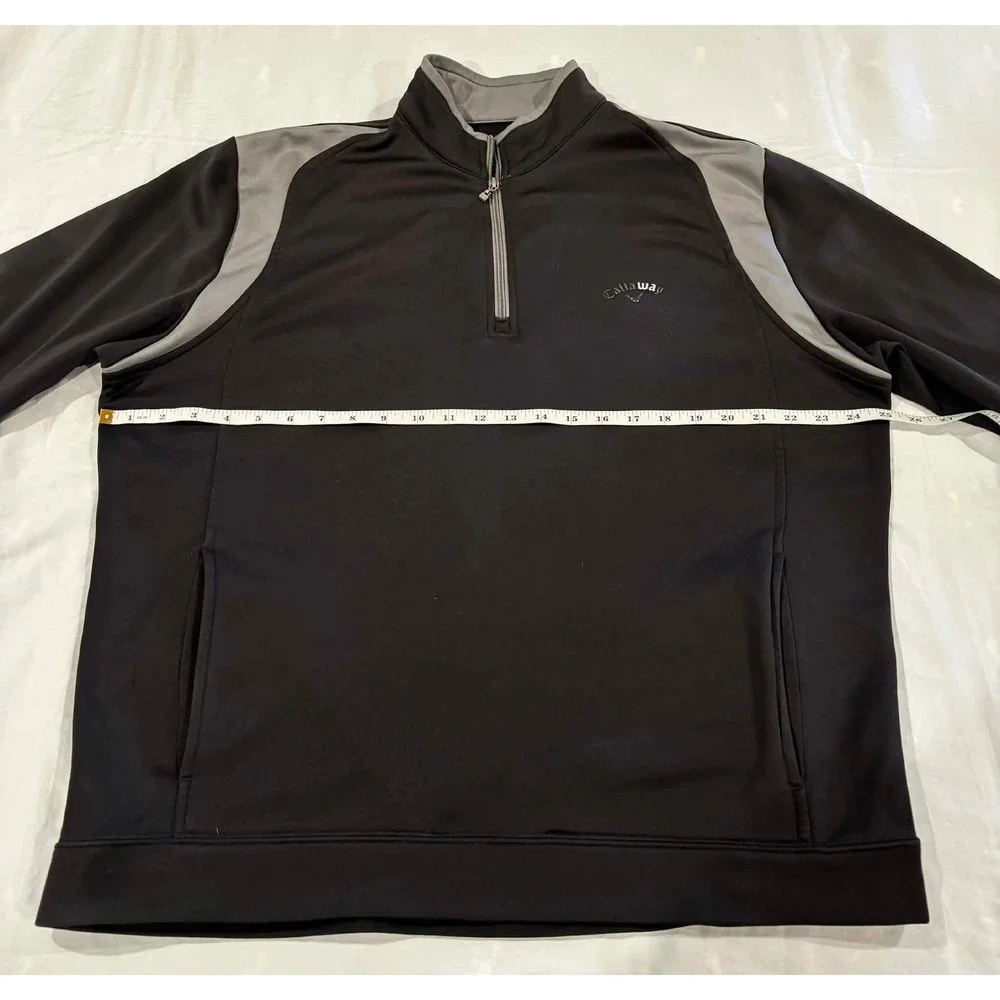Callaway Mens‎ Quarter Zip Golf Pullover Black Grey Fleece Lined Performance XL